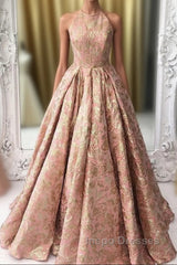 Chic Modest Halter Long Princess Evening Prom Dress Beautiful Evening Prom Gowns