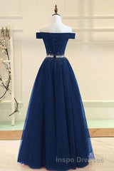 Off Shoulders Red Tulle Floor Length Evening Prom Dress