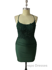 Spaghetti Straps Open Back Short Homecoming Dress