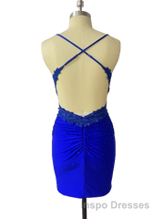 Spaghetti Straps Open Back Short Homecoming Dress