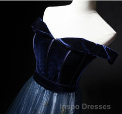 Elegant Off the Shoulder Velvet Floor Length Long Evening Prom Dress Evening Prom Dress