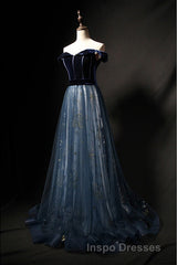 Elegant Off the Shoulder Velvet Floor Length Long Evening Prom Dress Evening Prom Dress
