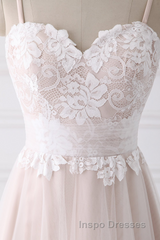 Girly Spaghetti Straps Long A-line Floor Length Wedding Dress