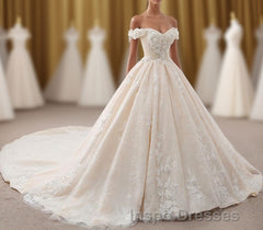Gorgeous Off The Shouder Ball Gown Long Wedding Dress Bridal Dress