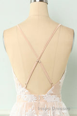 Spaghetti Straps White Evening Prom Dress