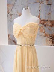 A-Line Chiffon Long Evening Prom Dress, Sweetheart Neck Chiffon Formal Dress