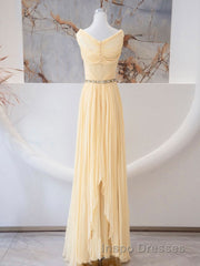 A-Line Chiffon Long Evening Prom Dress, Sweetheart Neck Chiffon Formal Dress