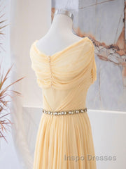 A-Line Chiffon Long Evening Prom Dress, Sweetheart Neck Chiffon Formal Dress