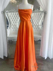 A Line Cowl Neck Satin Prom Dress With Slit
