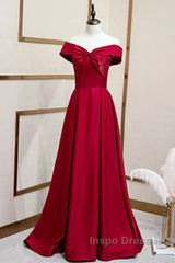 A-Line Off The Shoulder Evening Prom Dress Pure Color Sexy Long