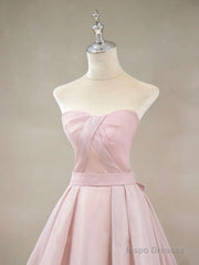 A Line Pink Long Prom Dresses, Formal Pink Bridesmaid Dresses