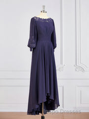 A-Line/Princess Bateau Asymmetrical Chiffon Mother of the Bride Dress