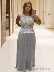 A-Line/Princess Scoop Floor-Length Chiffon Mother of the Bride Dresses With Lace