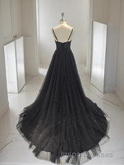 A-Line/Princess Sweetheart Sweep Train Evening Prom Dress With Leg Slit