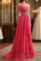 A-Line Evening Prom Dress Elegant Dress Formal Asymmetrical Sleeveless Strapless Chiffon Backless With Rhinestone Ruched Ruffles