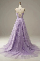 A-Line Evening Prom Dress Floral Dress Formal Sleeveless Strap Tulle With Appliques