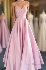 A-Line Evening Prom Dress Minimalist Dress Formal Wedding Guest Floor Length Sleeveless V Neck Bridesmaid Dress Stretch Satin Backless