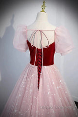 A-Line Evening Prom Dress Princess Dress Evening Prom Floor Length Short Sleeve Sweetheart Tulle With Sequin