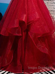 A-Line Evening Prom Dress Sexy Dress Party Wear Floor Length Sleeveless Spaghetti Strap Tulle With Ruffles