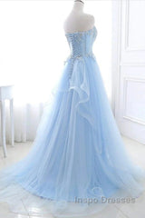 A-Line Sexy Engagement Evening Prom Birthday Dress Strapless Sleeveless  Lace Pleats