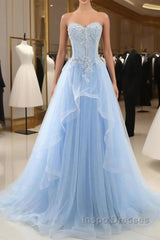 A-Line Sexy Engagement Evening Prom Birthday Dress Strapless Sleeveless  Lace Pleats