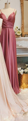 A-Line Straps Ruched Long Bridesmaid Dress Formal Dress