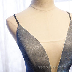 A Line V Neck Silver Gray Long Evening Prom Dress, Gray Long Formal Evening Dress