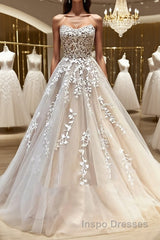 Backless Champagne Lace Wedding Dress, Backless Champagne Lace Formal Evening Prom Evening Dress
