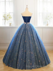 Ball Gown Sweetheart Floor-Length Net Evening Prom Dress With Beading