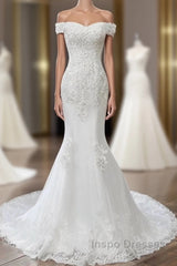 Beaded Embroidered Off-The-Shoulder Wedding Dress