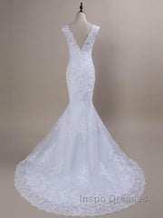 Beaded Lace Backless Mermaid  Wedding Dress