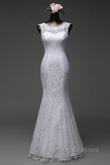 Beautiful Appliques Court Train Lace up Pure White Mermaid Wedding Dress
