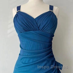 Beautiful Gradient Blue Glitter Chiffon Sweetheart Neck Evening Prom Dress Birthday Dress