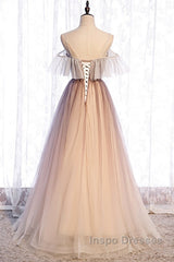 Beautiful Gradient Tulle With Straps Sweetheart Party Dress, A-Line Tulle Evening Dress Evening Prom Dress