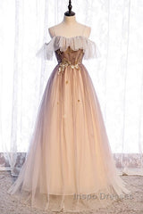 Beautiful Gradient Tulle With Straps Sweetheart Party Dress, A-Line Tulle Evening Dress Evening Prom Dress