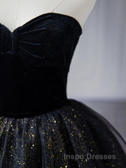Black  A-Line Tulle Shiny Tulle Long Evening Prom Dress, Black Tulle Formal Dress