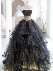 Black Ball Gown Long Evening Prom Dress, Black Evening Dress