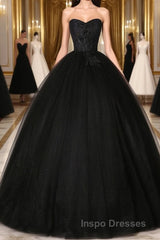 Black Long Evening Prom Dress, Black Lace Formal Evening Dress