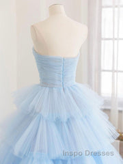 Blue tulle long Evening Prom Dress, blue tulle evening Dress