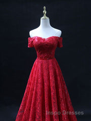 Burgundy A line lace tulle beads long Evening Prom Dress, burgundy bridesmaid Dress