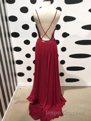 Burgundy A Line V Neck Backless Lace Tulle Long Evening Prom Dress, Burgundy Lace Formal Dress, Burgundy Evening Dress