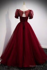 Burgundy Ballgown Long Prom Dress with Removable Jacket
