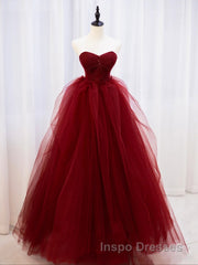 Burgundy off shoulder tulle lace long Evening Prom Dress burgundy formal Dress