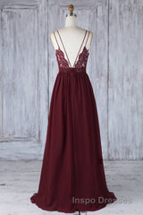 Burgundy tulle lace long Evening Prom Dress burgundy lace evening Dress