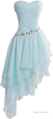 Homecoming Dresses, High Low Chiffon Bridemaid Dresses, Short