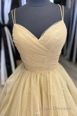 Champagne tulle long Evening Prom Dress tulle long formal Dress
