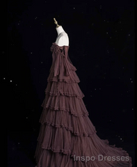 Chic Ball Gown Off The Shoulder Long Sleeves Evening Dress Tulle Long Prom Dresses