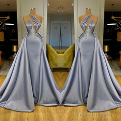 Chic Halter Beadings Long Evening Dress With Detachable Skirt