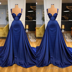 Chic Royal Blue Straps Sweetheart Prom Dress Overskirt Long