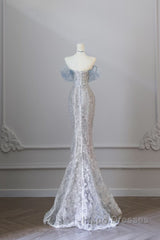 Classy Mermaid Off The Shoulder Neckline Sequin Ruffles Long Evening Dress Evening Prom Dress